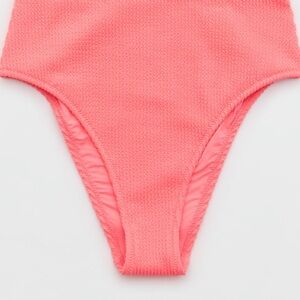 aerie Coral Textured High Waist Bikini Bottoms